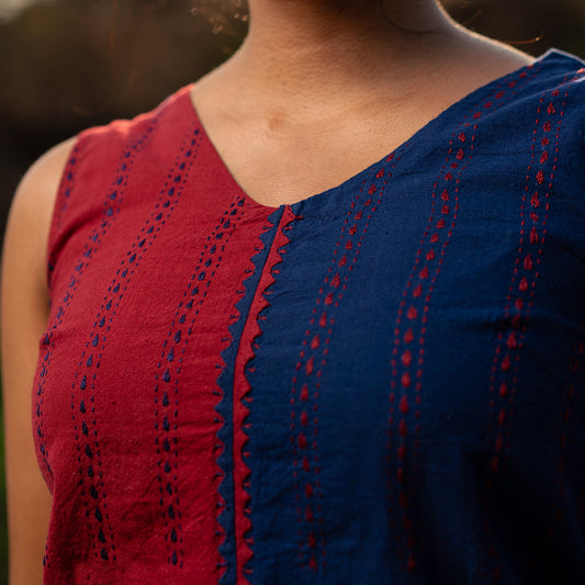 Chhaya – Indigo & Red Top