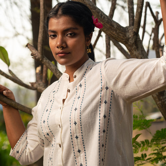 Latika - White Shirt with Stripes