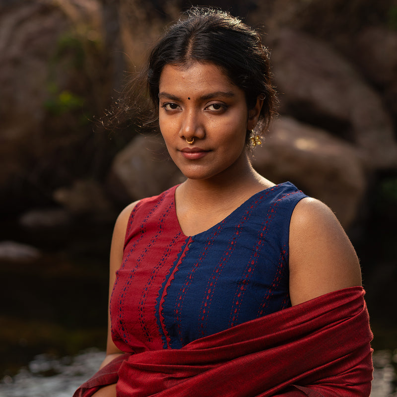 Chhaya – Indigo & Red Top