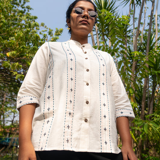 Latika - White Shirt with Stripes