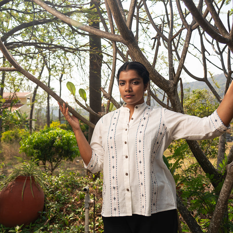 Latika - White Shirt with Stripes