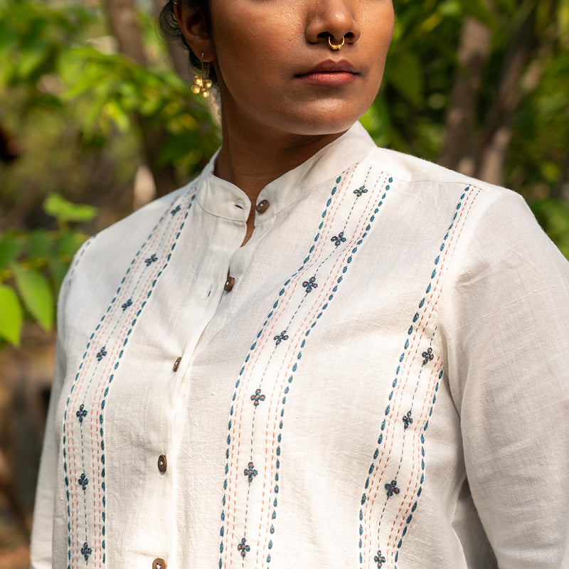 Latika - White Shirt with Stripes
