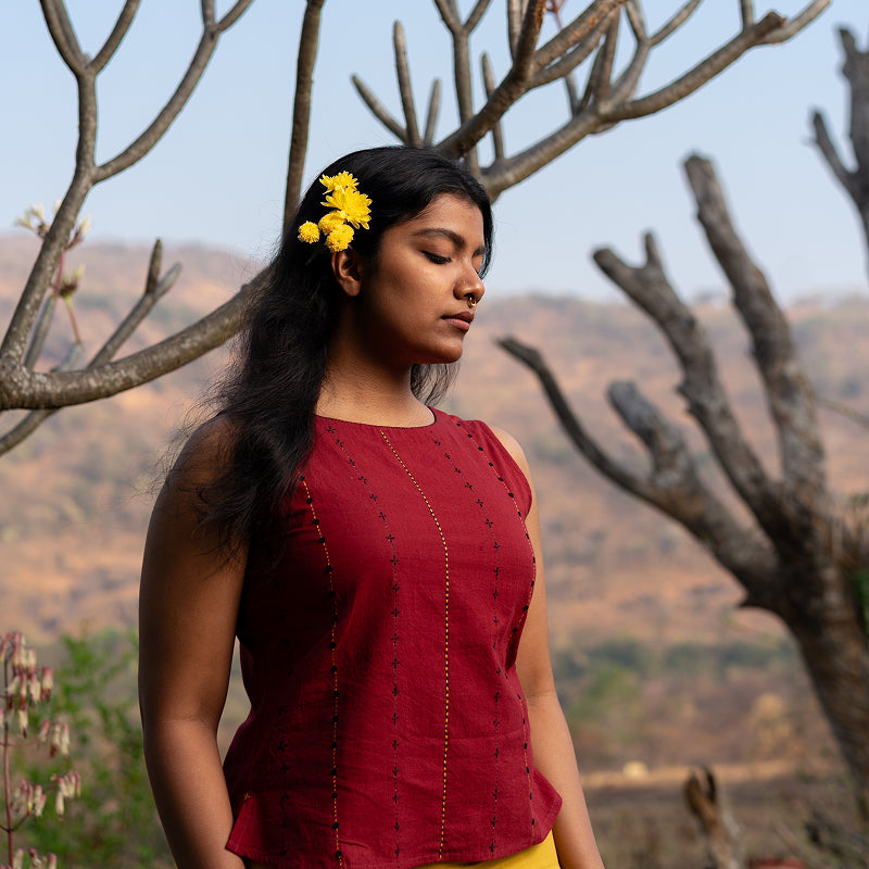 Surkh – Red Boatneck top